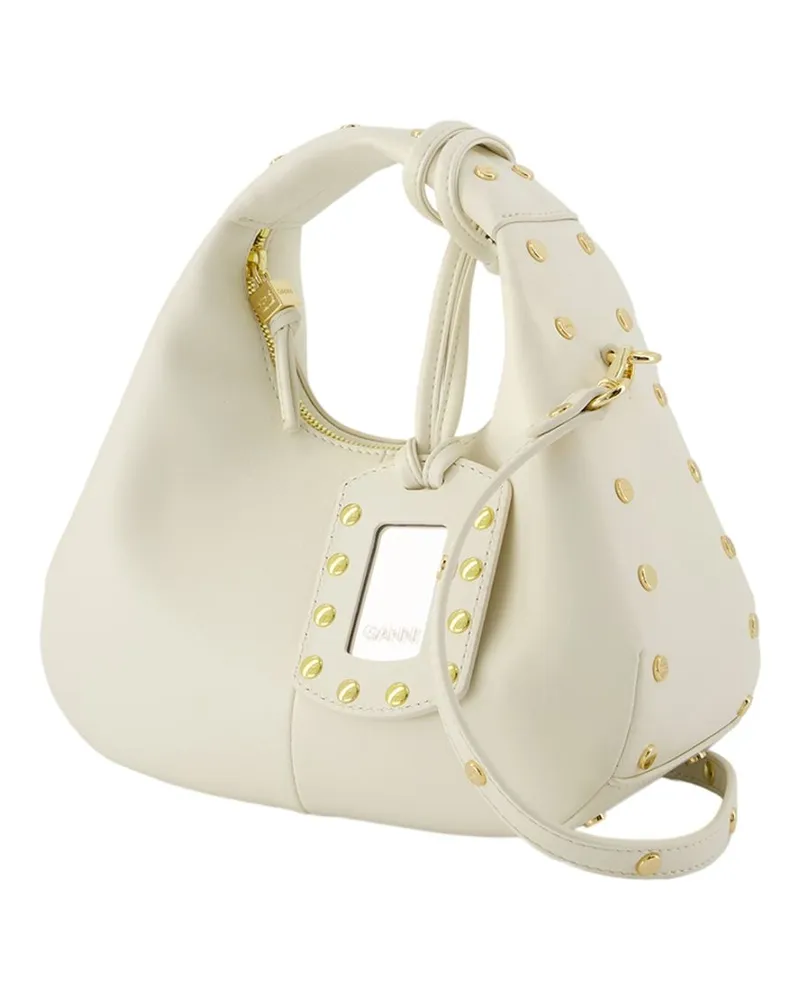 Ganni Women's Hobo Mini Purse -  Leather White Calfskin Bags Handbags-Purses White