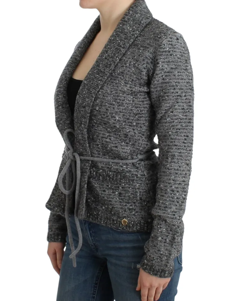 Roberto Cavalli Women's Gray Wool Knitted Cardigan Virgin Clothing Gray