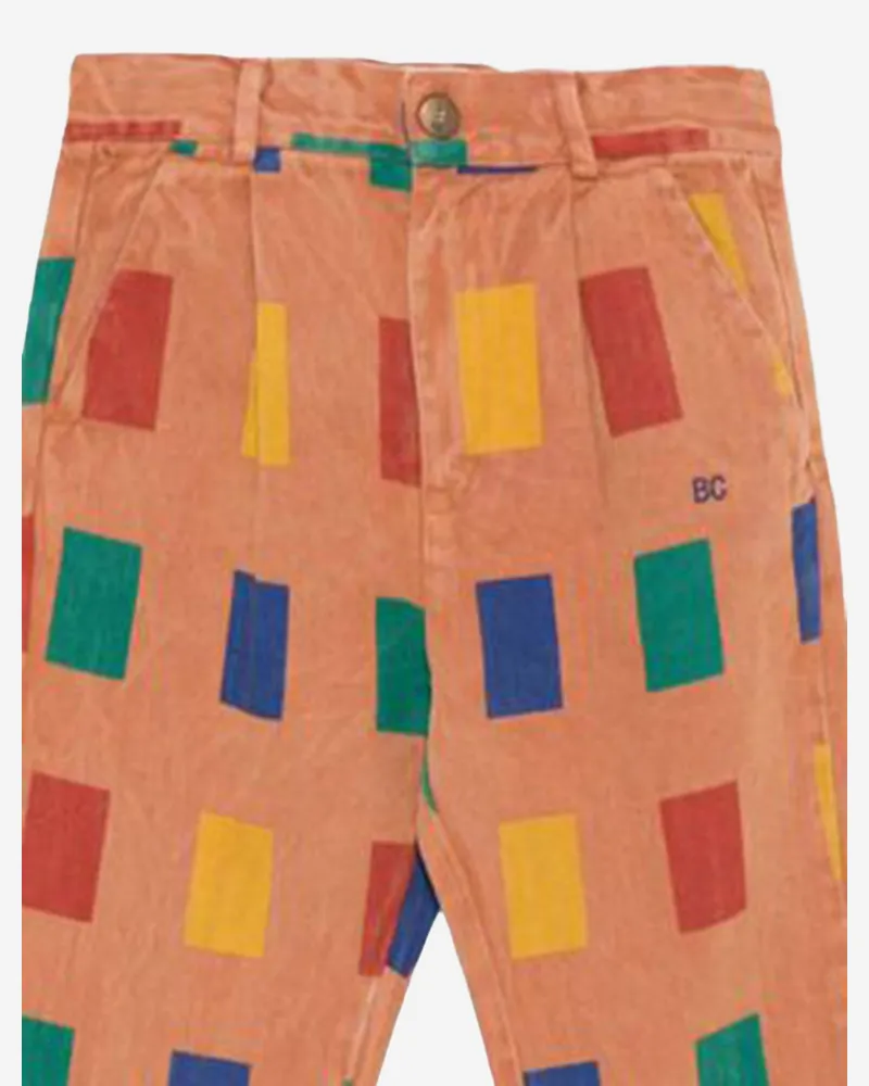 BOBO CHOSES Boys' Trousers Geometric Print Multicolour Cotton-Blend Orange
