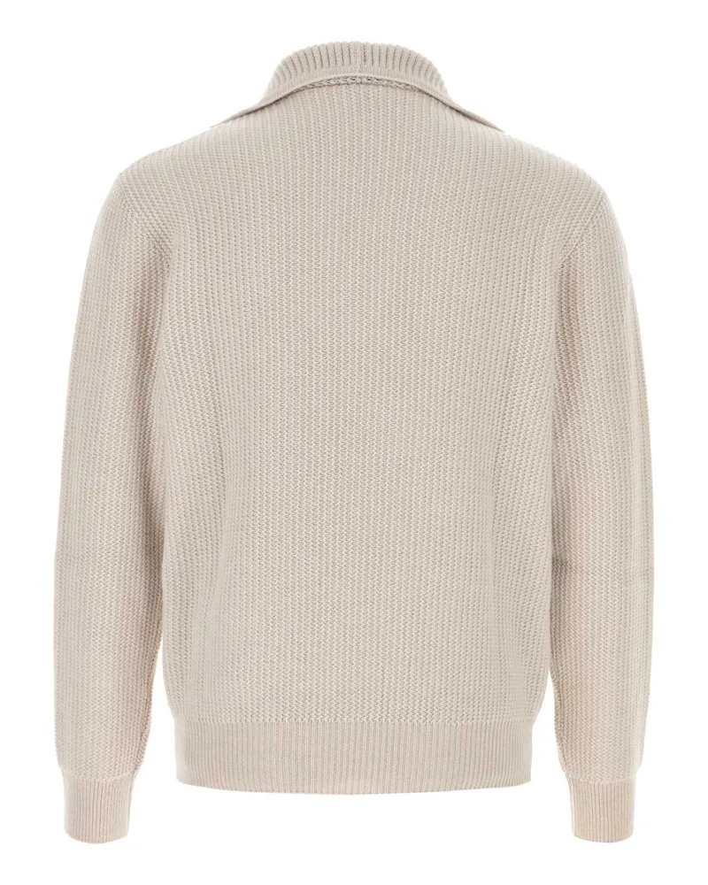 Brioni Cashmere Half-Zip Sweater — Beige Beige