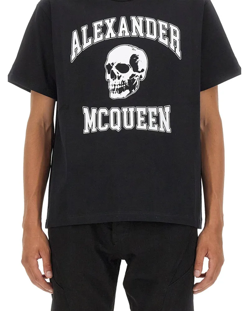 Alexander McQueen Skull Logo Cotton T-Shirt — Black Black