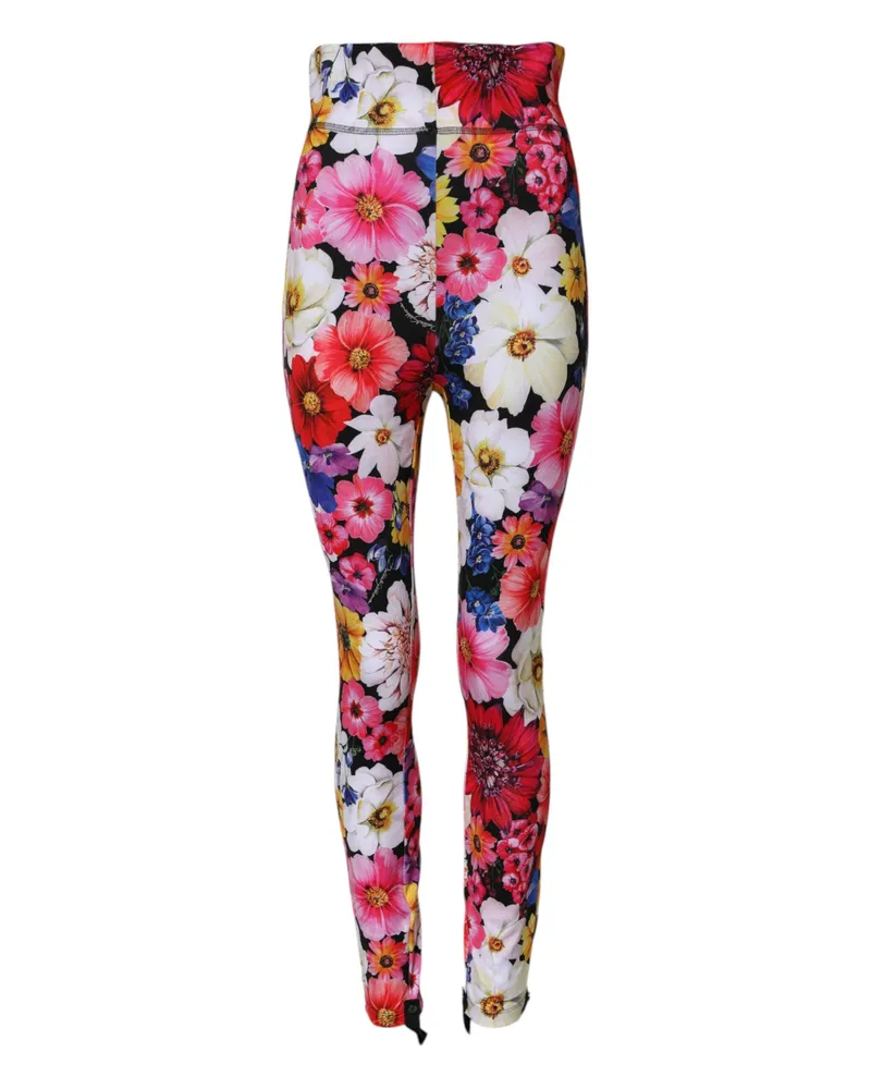 Dolce & Gabbana Women Floral Print Leggings Multicolor Nylon Polyester Elastane Multicolor