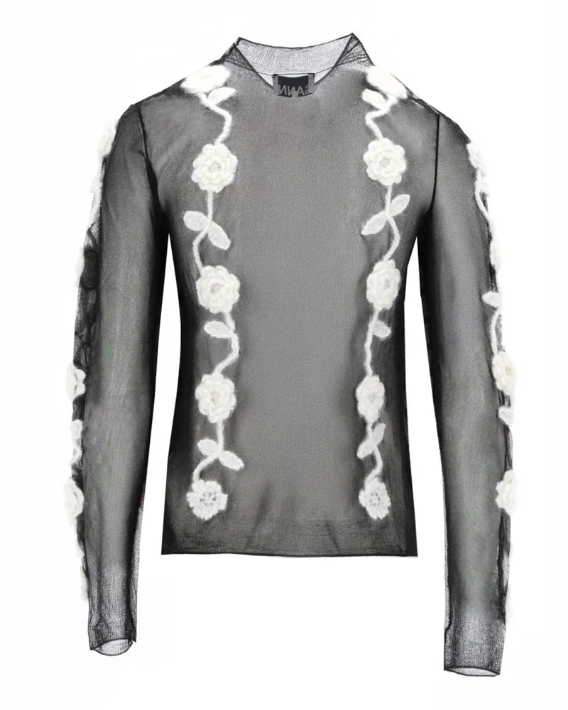 Ganni Recycled Polyamide Mesh Mesh Top — Black Black