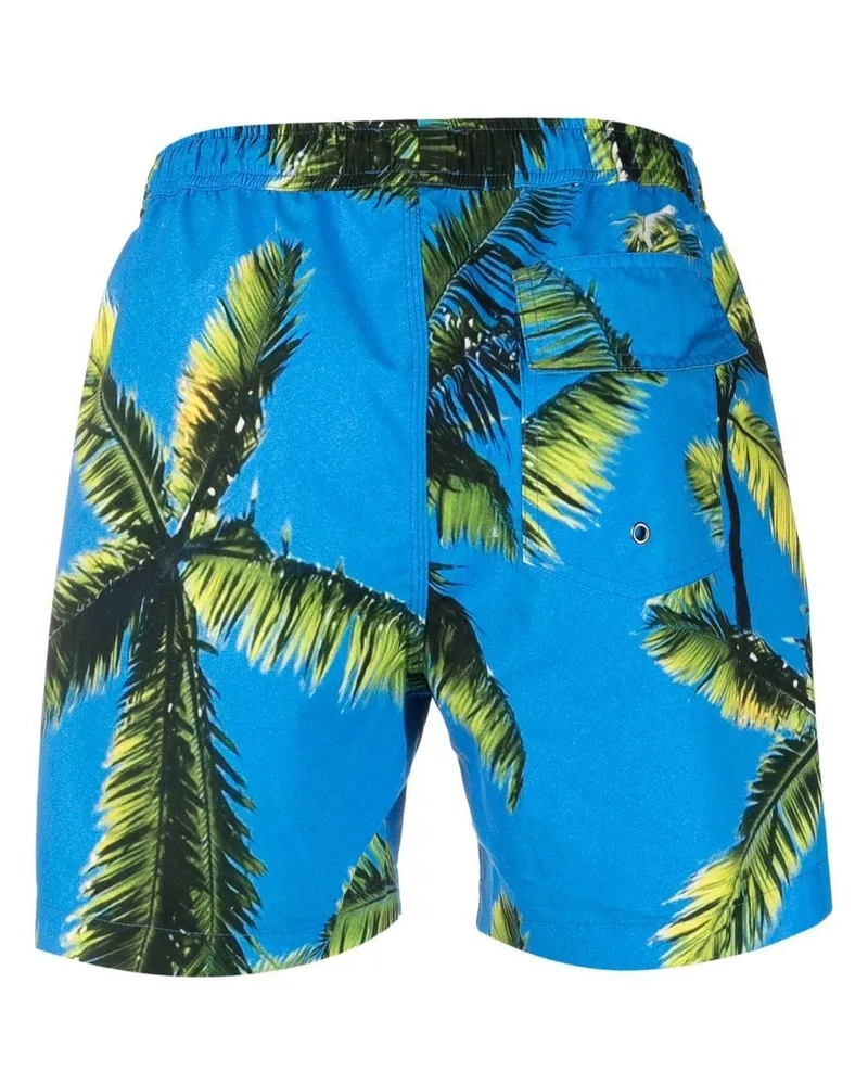 Blue Sky Inn Palm Tree-Print Swim Shorts — Blue Blue