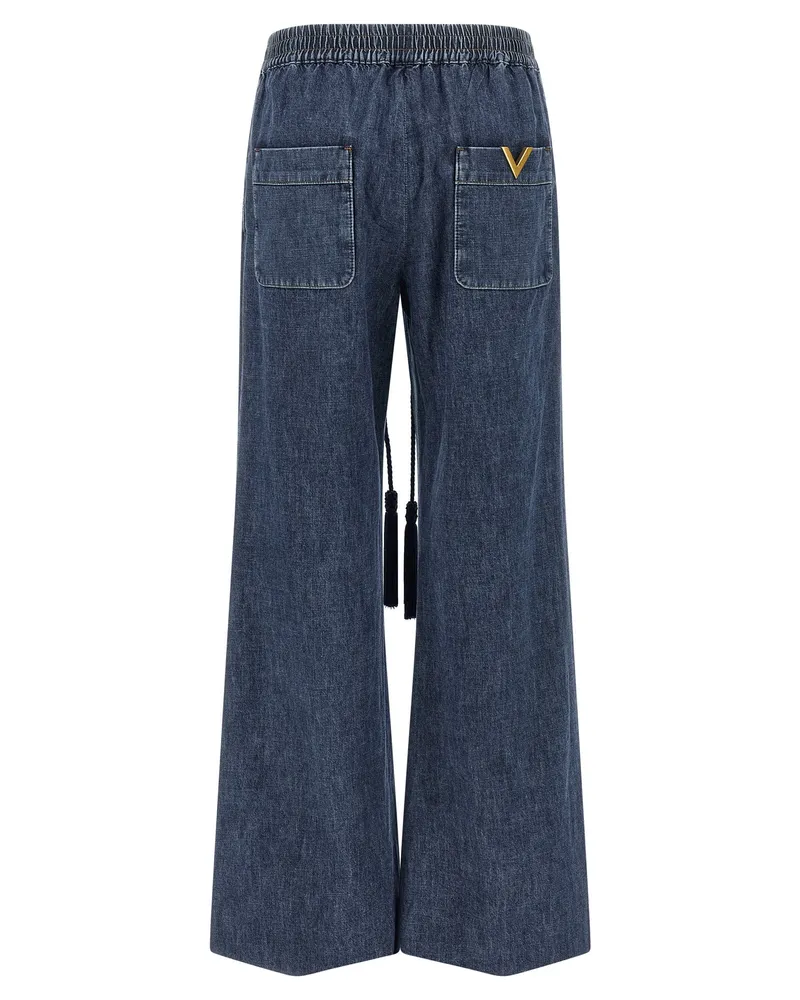 Valentino Garavani Women's Blue Cotton Flared Jeans Clothing Blue