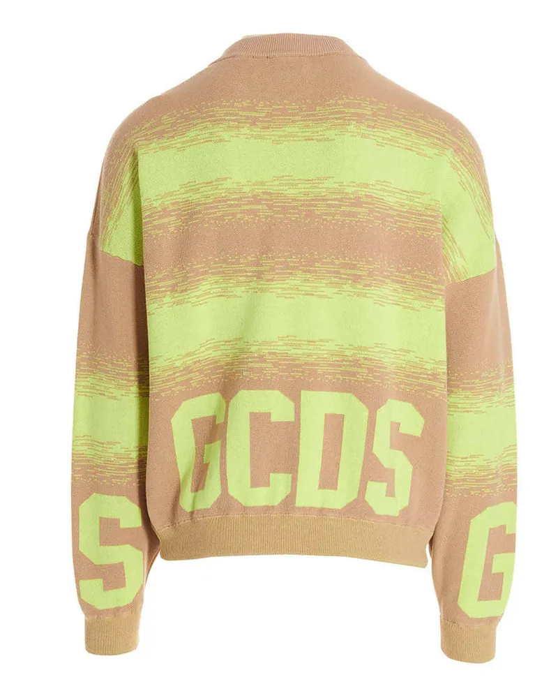 GCDS Jacquard Logo-Intarsia Degradé Sweater — Camel Camel