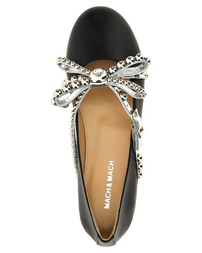 Mach & Mach Women's Black Leather Ballet Flats Black