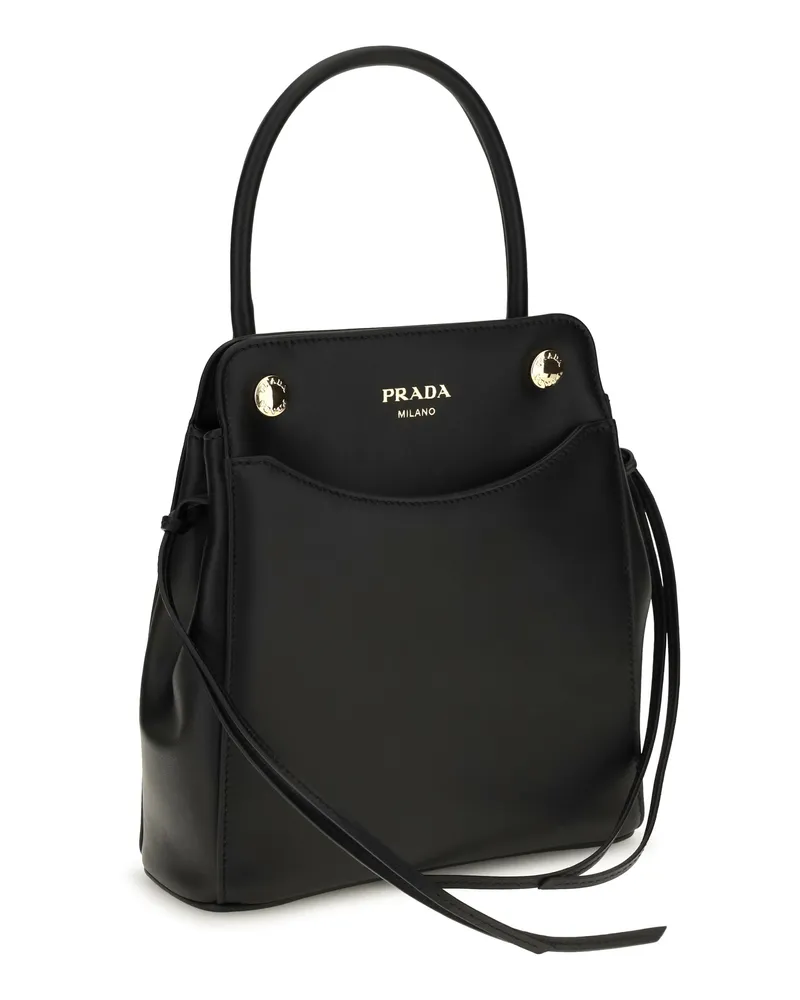 Prada Women's Mini Handbag Carry Black Calf Leather Shoulder Bags Black