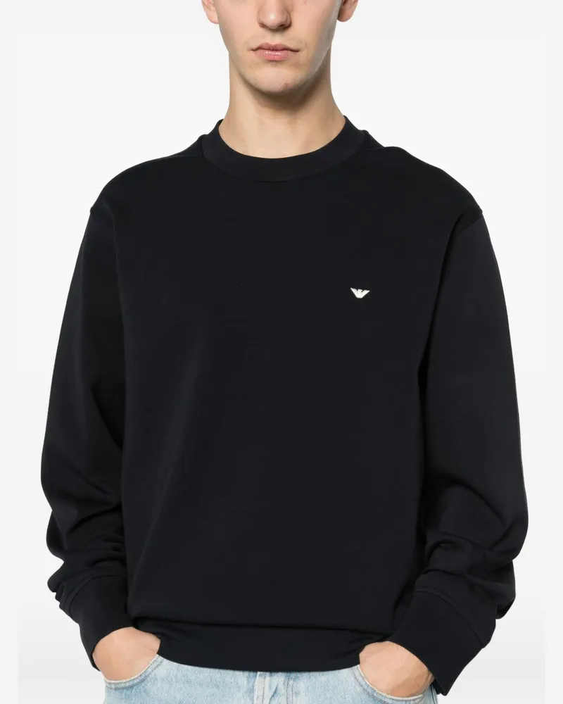 Emporio Armani Cotton Crewneck Sweatshirt — Black Black