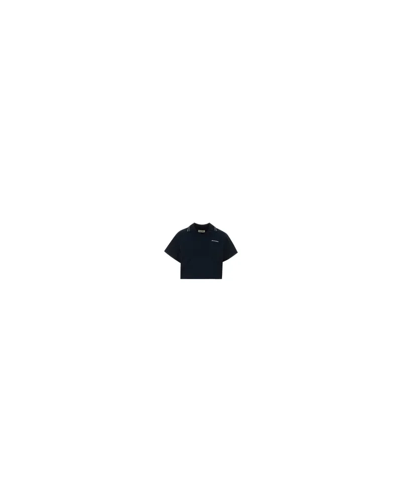 Miu Miu Women Navy Blue Cotton Oversize Polo Shirt Bleu Exterior: Maglieria Sweater Navy