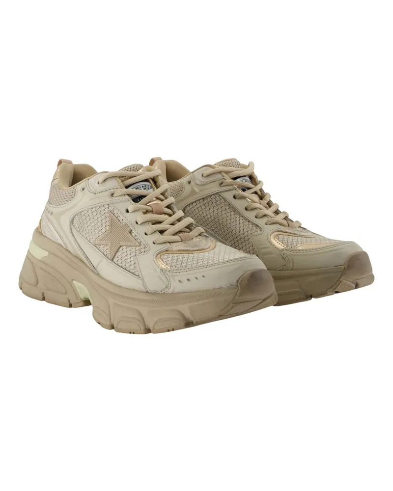 Golden Goose Women's Lightstar Sneakers -  Leather Multicolor Calfskin Shoes Beige