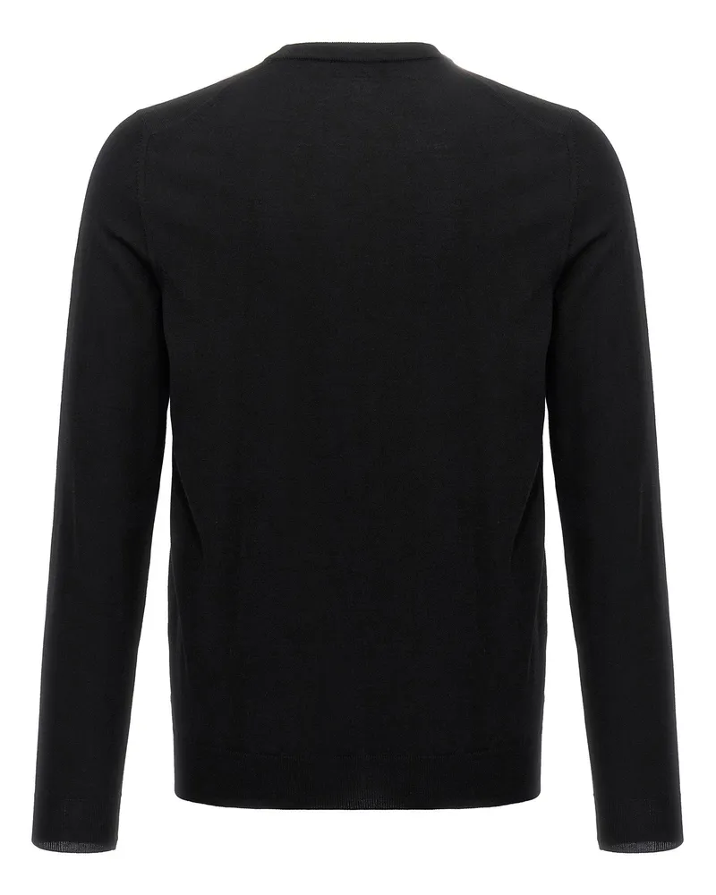 Zanone Wool Crew Neck Sweater — Black Black