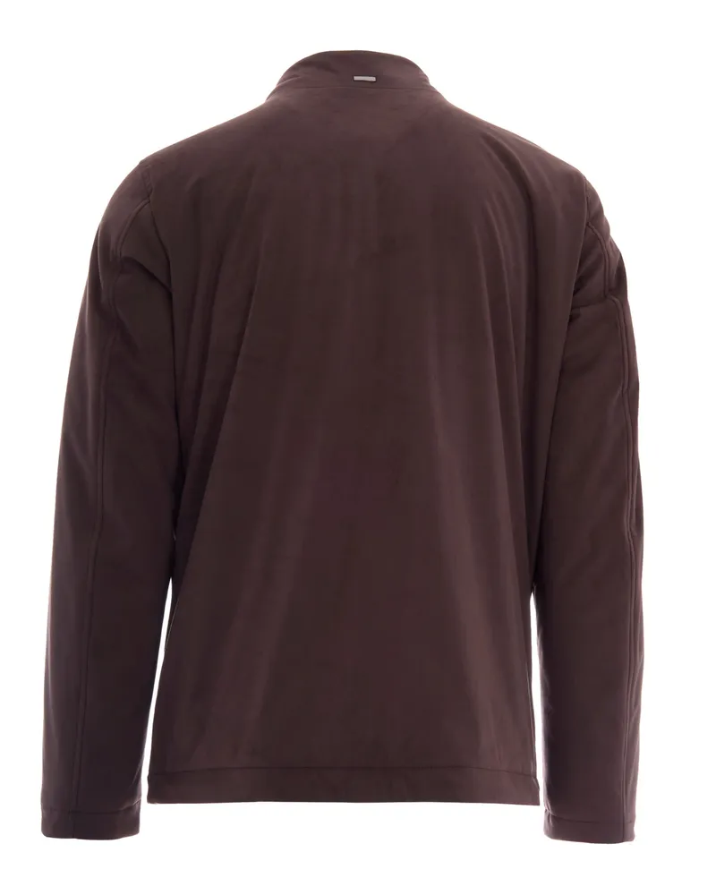 Herno Men's Jacket Giuggino Zip Dark Brown Suede Main Fabric: Polyester Brown