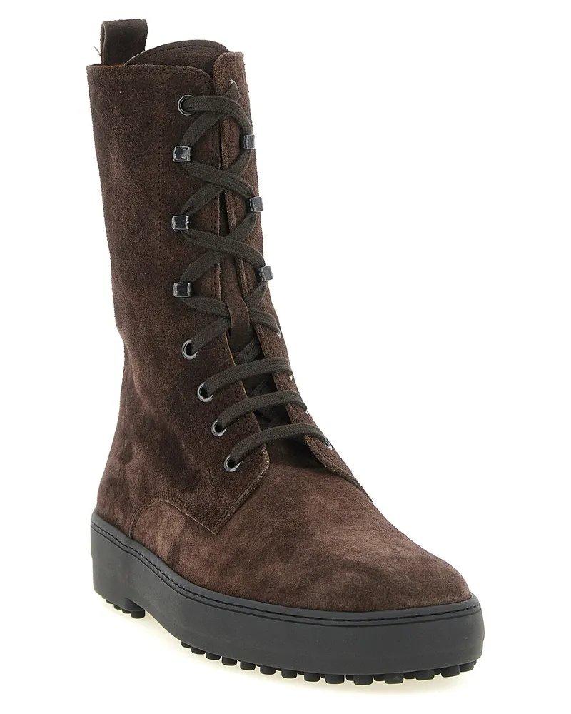 TOD'S Suede Lace-Up Boot — Brown Brown