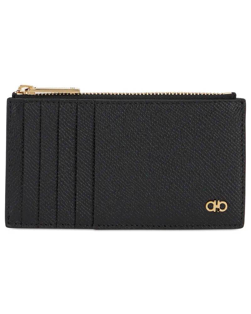 Ferragamo Men's Card Holder Gancini Black Calfskin Wallets & Cardholders Black