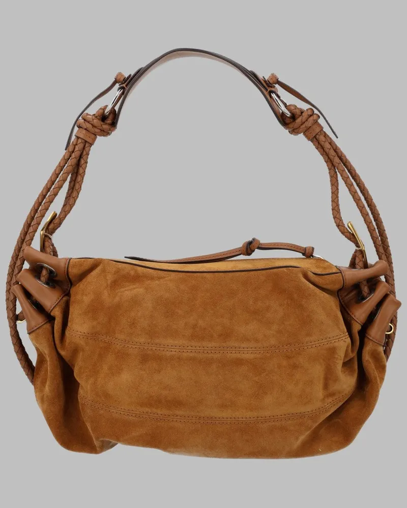 Isabel Marant Maia Suede Shoulder Bag — Beige Beige