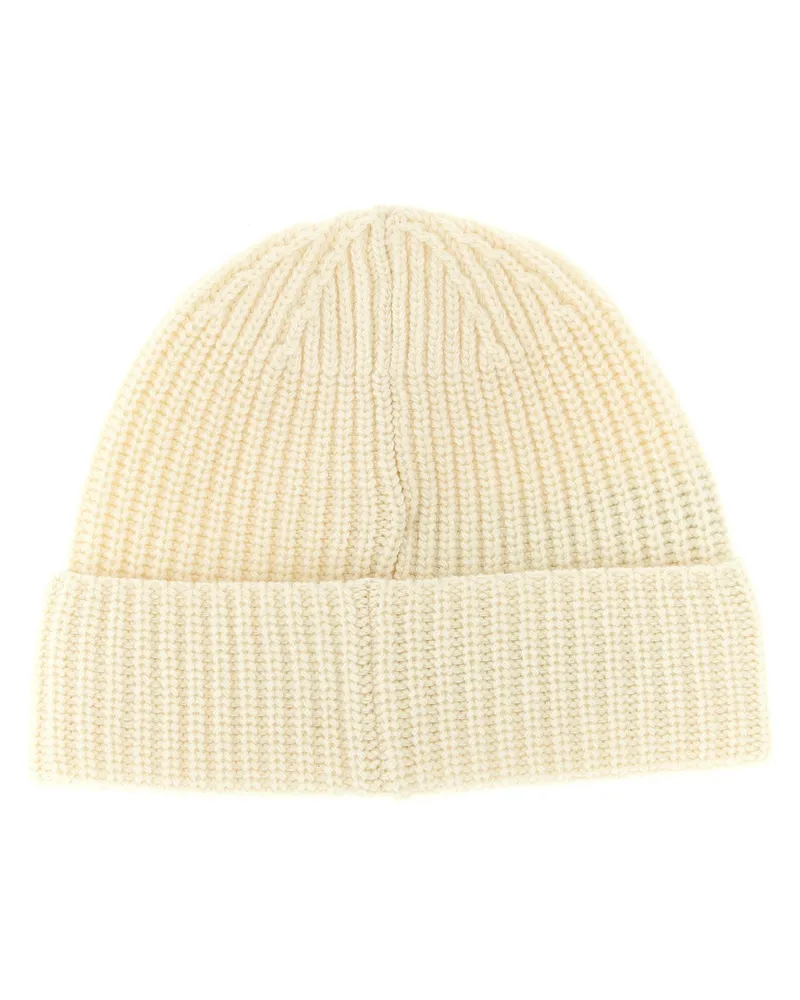 Stone Island Ribbed Wool Beanie — Cream Cream