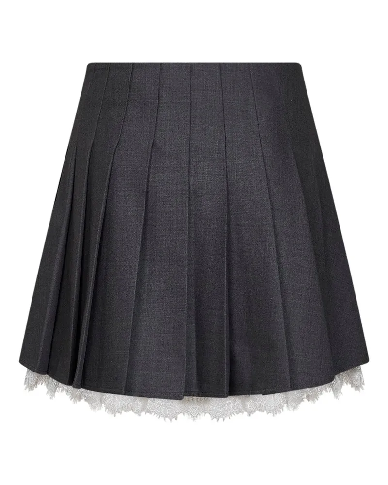 Self-Portrait Women's Skirt Pleated Mini Grey Wool-Blend Polyester Gray