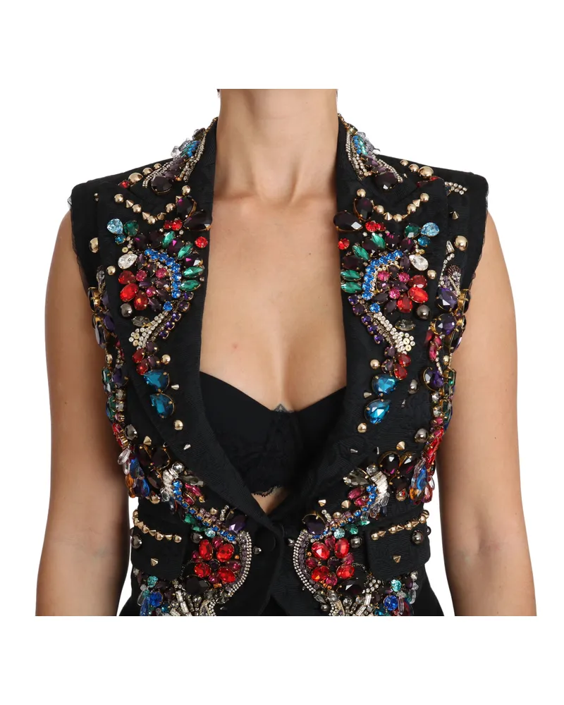 Dolce & Gabbana Women's Black Crystal Sicily Vest Waistcoat Clothing Black