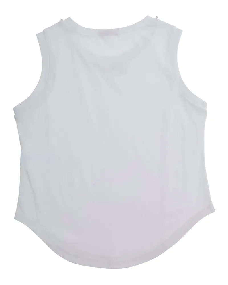 N° 21 Girls' Sleeveless Top White Cotton Tops White