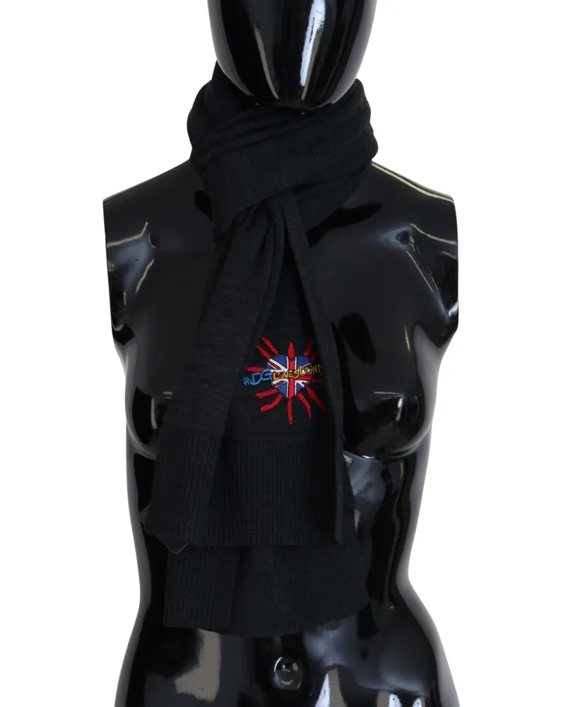 Dolce & Gabbana Women's Black Sacred Heart #dgloveslondon Wrap Scarf Wool Black