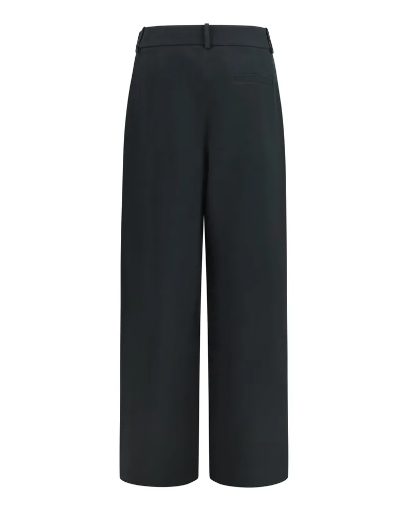 Giorgio Armani Women's High-Waisted Wide-Leg Tailored Pants Swamp Silk Trousers Black
