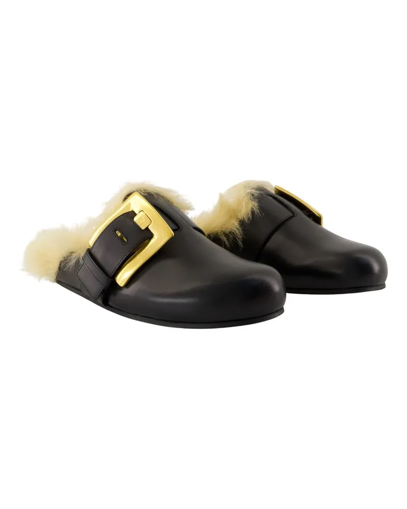 Balmain Women's Anthem Sandals -  Leather Black Calfskin Shoes Mules Black