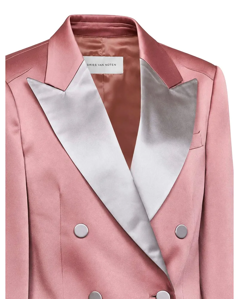 Dries van Noten Double-Breasted Tuxedo Blazer — Pink Pink