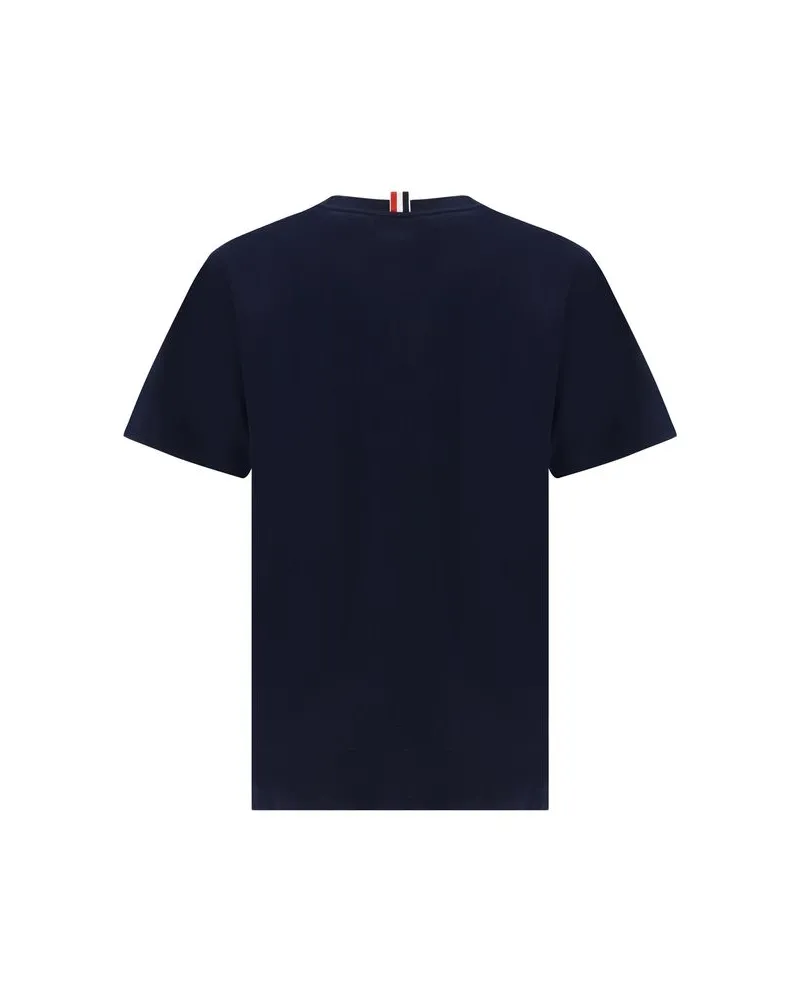 Thom Browne Men's Blue Cotton T-Shirt Navy
