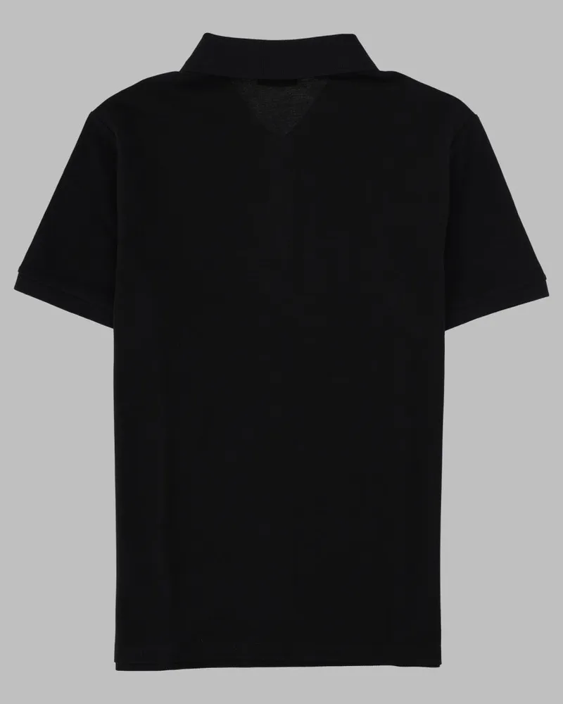 Balmain Logo-Detail Viscose Blend Polo Shirt — Black Black