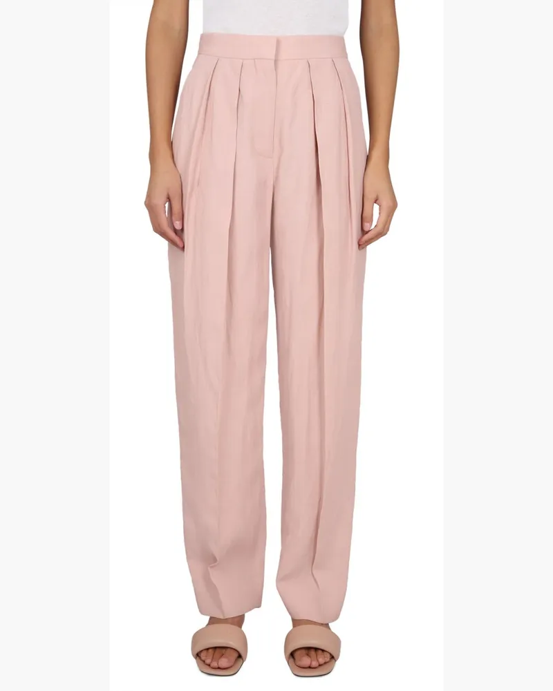 Stella McCartney Viscose-Flax Blend Trousers — Pink Pink