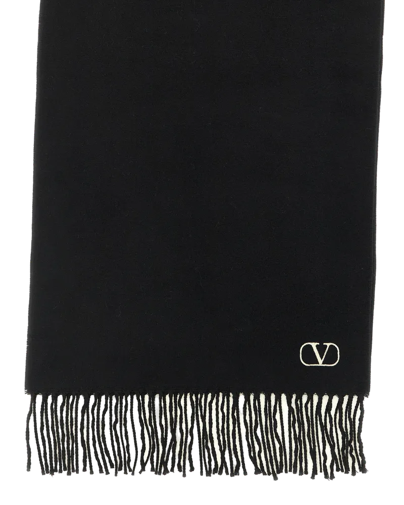 Valentino Garavani Men's Bicolor Cashmere Scarf Black