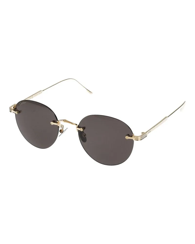 Cartier CT0393S Gold Titanium Round Sunglasses — Gold Gold