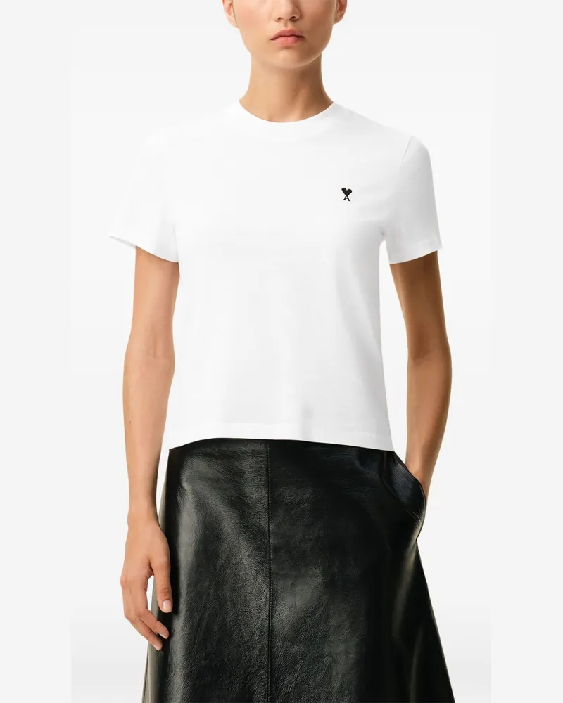 AMI Paris Logo-Embroidered Cotton T-Shirt — White White