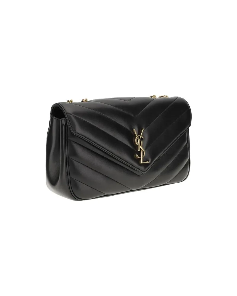 Saint Laurent Women's Black Calf Leather Bos Taurus Shoulder Bag Black