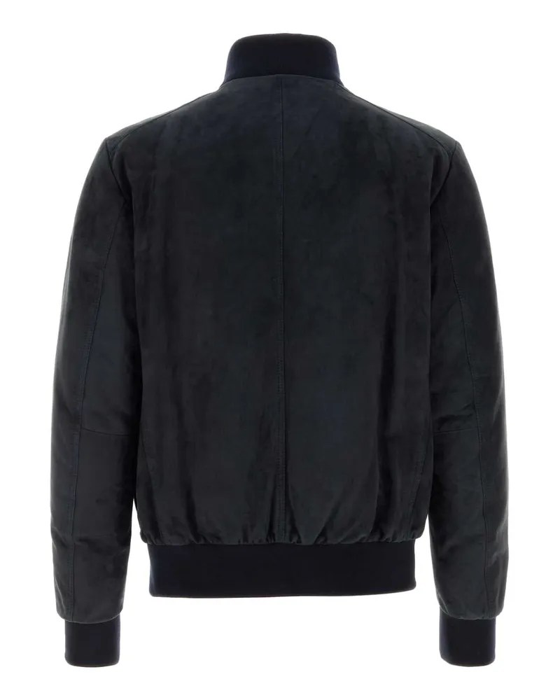 MOORER Men's Navy Blue Suede Adelsio Down Jacket Blu Giubbini Navy