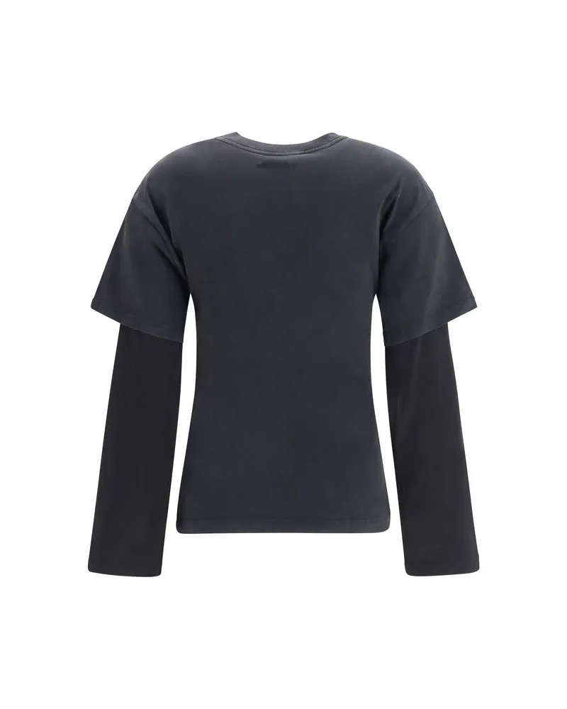 Courrèges Women's Black Cotton T-Shirt Black