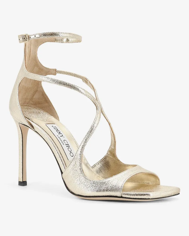 Jimmy Choo Women's Sandals Azia Glittered Leather Gold Gold