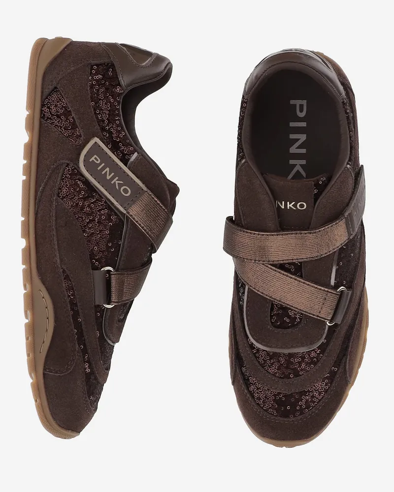 Pinko Women's Sneakers Yulia 03 Brown Upper: Leather Trainers Brown