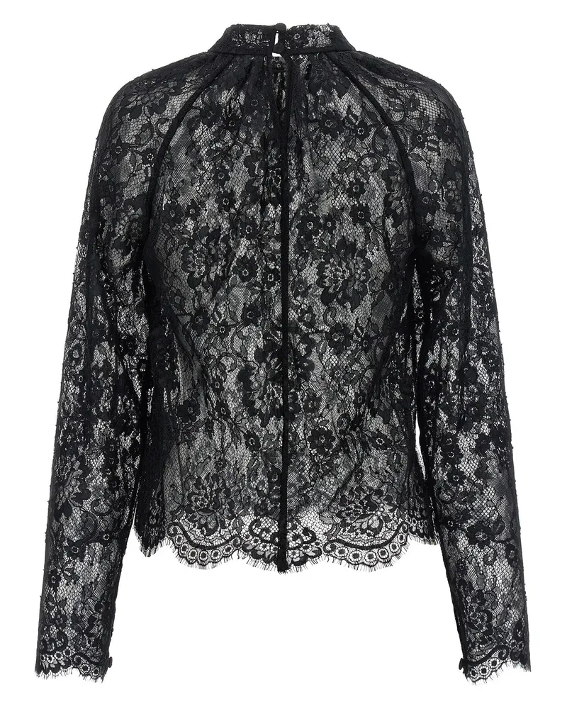 Self-Portrait Lace Blouse — Black Black