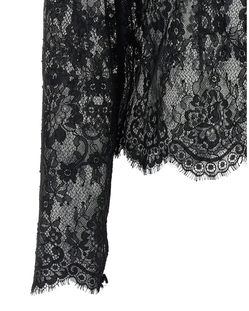 Self-Portrait Lace Blouse — Black Black
