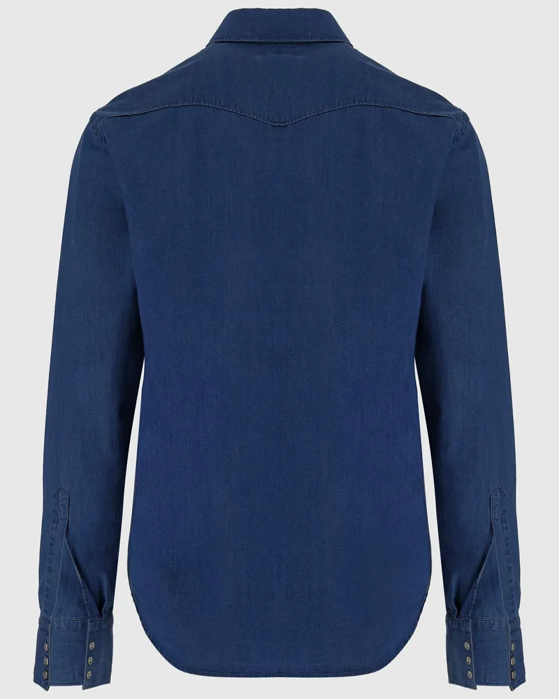 Alessandro Gherardi Men's Cotton Denim Shirt West8 Dark Navy