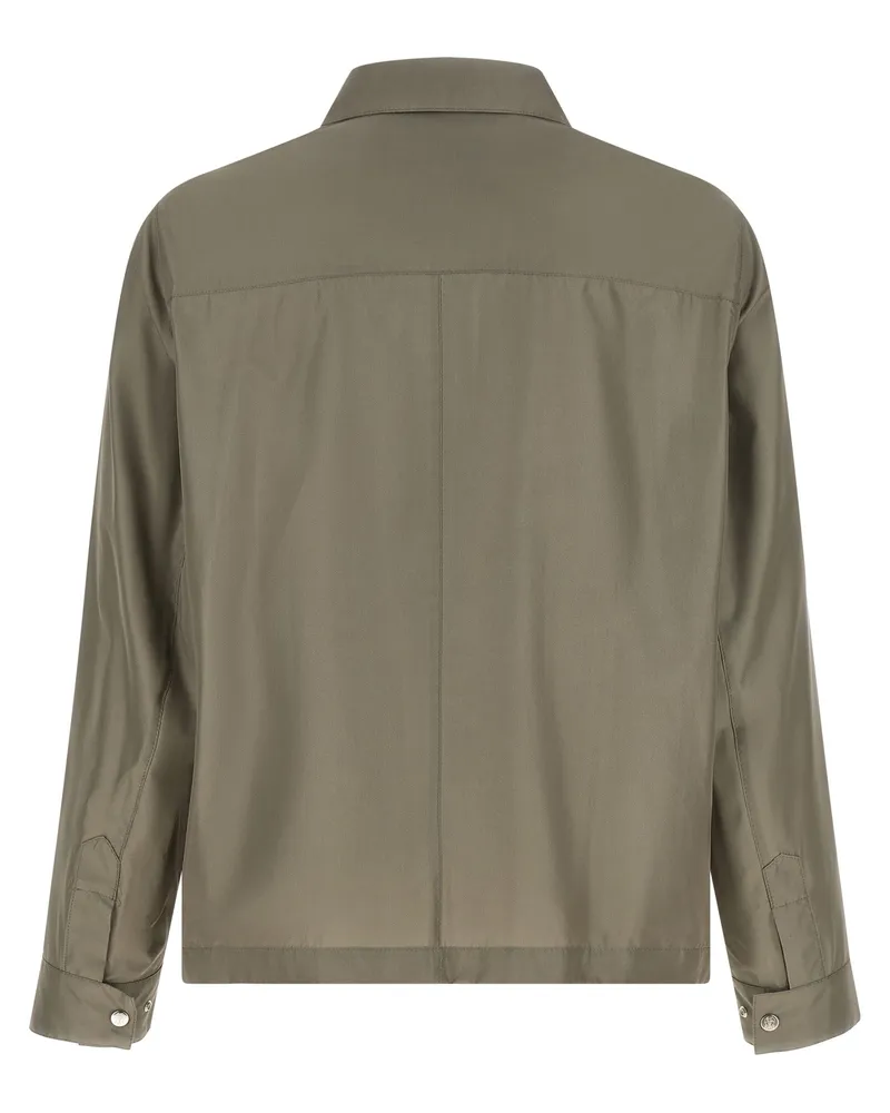 Brunello Cucinelli Men's Bicolor Silk Full-Length Jacket Clothing Green