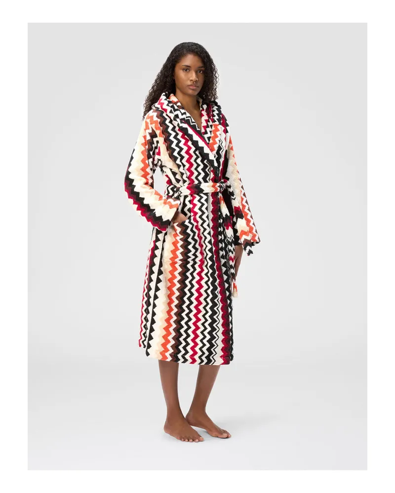Missoni Home Unisex Hooded Multicoloured Bathrobe Multicolour Cotton Towels & Bath Robes Multicolor