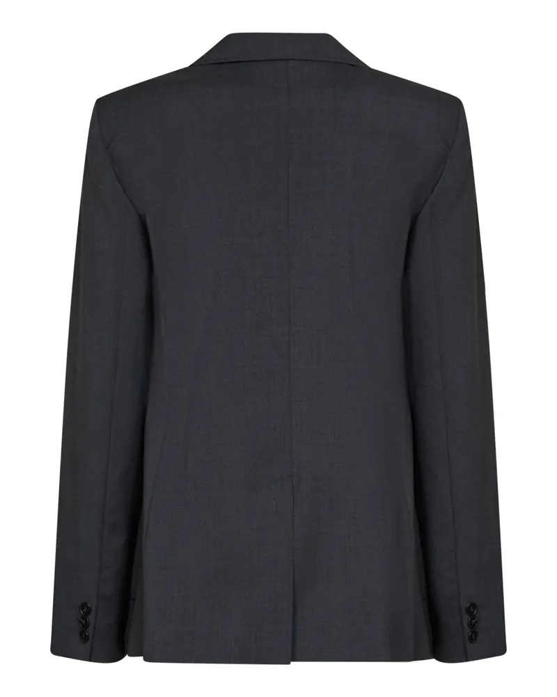 Max Mara Double-Breasted Wool-Silk Blend Blazer — Gray Gray