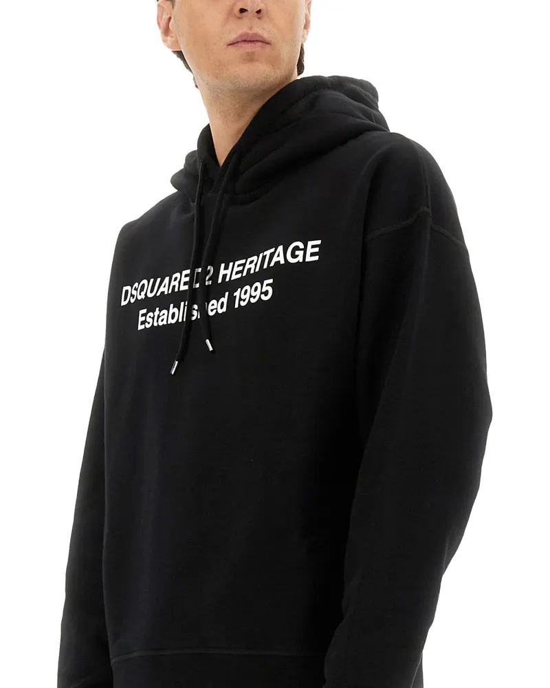 Dsquared2 Printed Cotton Sweatshirt — Black Black