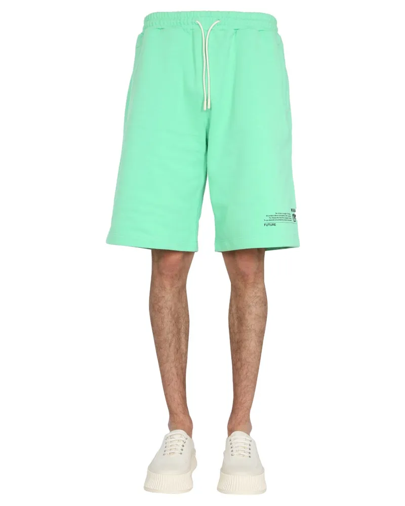MSGM Elastic Waist Bermuda Shorts — Green Green