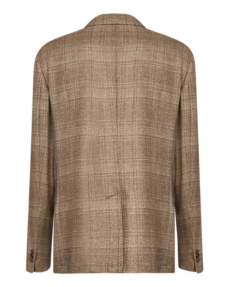 Etro Men's Single-Breasted Blazer Prince Of Wales Beige Wool Jacket Beige