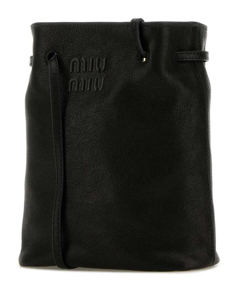 Miu Miu Contenitori Lambskin Leather Crossbody Bag — Black Black