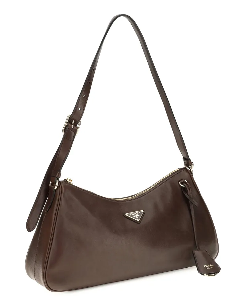 Prada Women's Shoulder Bag Bruciato N Calf Leather Bos Taurus Brown